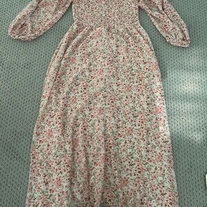 Floral Pink and Green Women's Dress